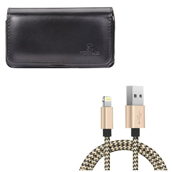 USB Cable w Case Belt Clip for iPhone XR/8 PLUS/7 Plus/6S Plus/6 Plus - 3ft Charger Cord Power Wire, Leather Swivel Holster Loops Cover Compatible With iPhone XR/8 PLUS/7 Plus/6S Plus/6 Plus