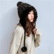 thumbnail image 5 of Gorro con protección para los oídos de pelo de conejo de lana para mujer, gorro de Lei Feng de otoño e invierno, gorro tejido con protección para los oídos, bonito y cálido coreano., 5 of 6