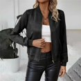 thumbnail image 5 of Baberdicy Women's Casual Outerwear Jacket, Classic Long Sleeve Coat for Daily Use , Solid Casual Jacket, Everyday Zip Coat, Fall Daily Outerwear Black L, 5 of 5
