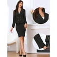 thumbnail image 2 of DARING DIVA 2Pcs Women's Office Double Breasted Blazer Pencil Skirt Set XS Black, 2 of 6