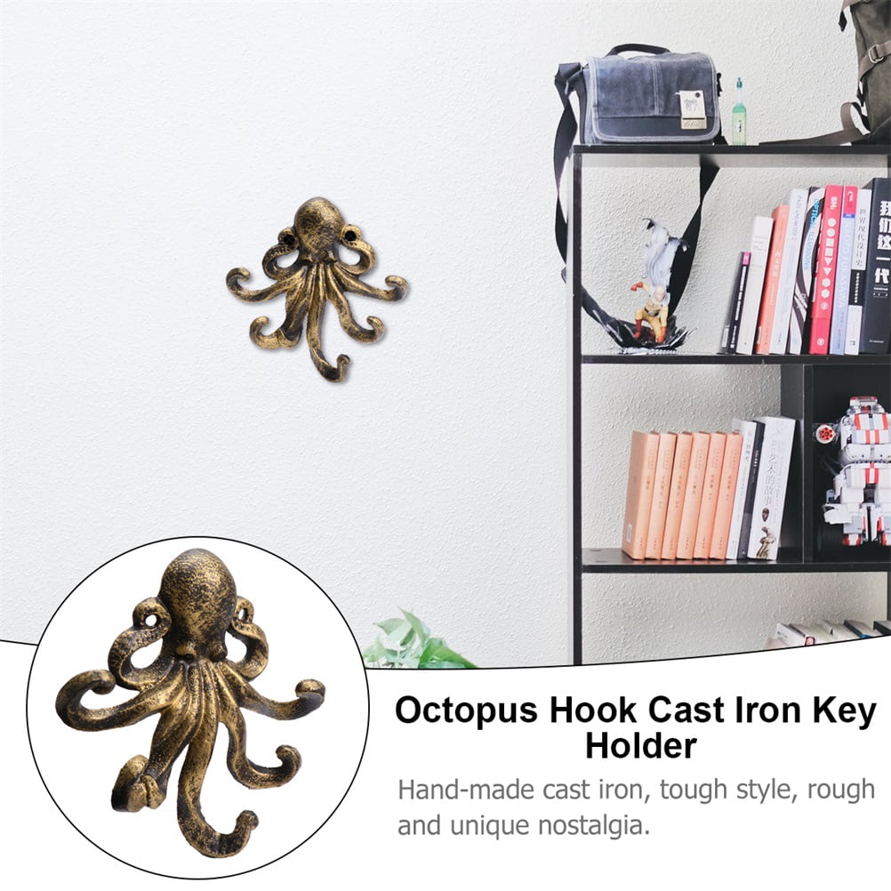 2pcs Cast Iron Octopus Wall Hooks Animal Coat and Hat Hook Hanger
