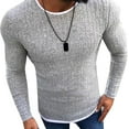 thumbnail image 4 of SPRING PARK Men's Autumn Winter Solid Color O Neck Long Sleeve Knitted Pullover Slim Thin Sweater, 4 of 4