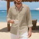 thumbnail image 1 of Seeotter Button Down Linen Shirts for Men Casual Long Sleeve Regular Fit Cotton Beach Shirts with Pocket, 1 of 7