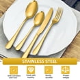 thumbnail image 2 of Juego de Cubiertos Dorados (20 piezas, acero inoxidable) para 4 personas: tenedores, cucharas y cuchillos. Ideal para cocina, hogar y restaurante, con acabado brillante dorado pulido, 2 of 7