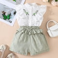 thumbnail image 2 of Odeerbi 2-8 Años Niñas Trajes de Verano Camisetas de Tirantes de Algodón Con Volantes Bordados Pantalones Cortos Conjunto de Dos Piezas Sin Mangas, 2 of 8