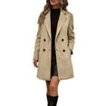 thumbnail image 6 of Fnooota Womens Wool Blend Coats, Double Breasted Lapel Collar Winter Mid-length Peacoats for Women Beige Size S-2XL, 6 of 8