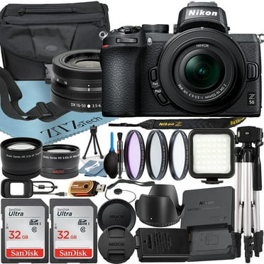 Nikon Z50 Mirrorless Camera with NIKKOR Z DX 16-50mm VR Zoom Lens   SanDisk 32GB Card   Case   Wideangle   Tripod   ZeeTech Accessory Bundle