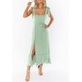 thumbnail image 4 of Women's Elegant Bridesmaid Dresses Square Neck Ruffle Split Midi Formal Dress for Wedding Guest Cocktail Party, 4 of 5
