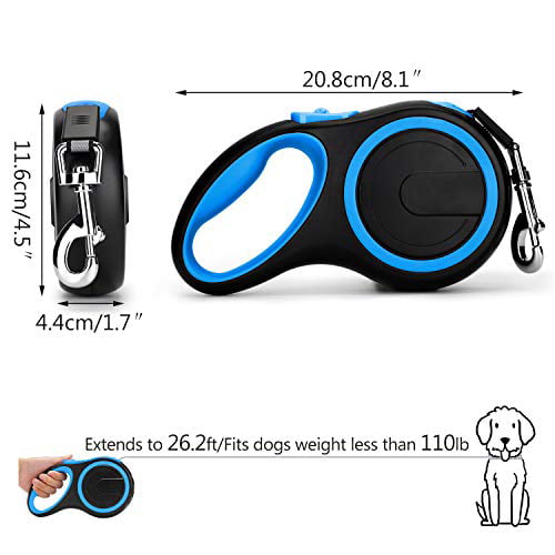 Heavy Duty Long Dog Lead for Training Running Walking Dog Retractable Leash for Small Medium Larger Dogs Up to 110 Lbs 360 Tangle-Free Segarty Retractable Dog Leash 26 Ft One Button Break & Lock