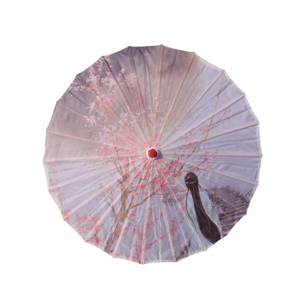 Bewildely Paraguas de tela de seda, estilo chino tradicional, papel al óleo, danza clásica femenina, sombrilla decorativa, disfraz, accesorios de Paraguas de lluvia Tipo 4 Bewildely HA073075-16