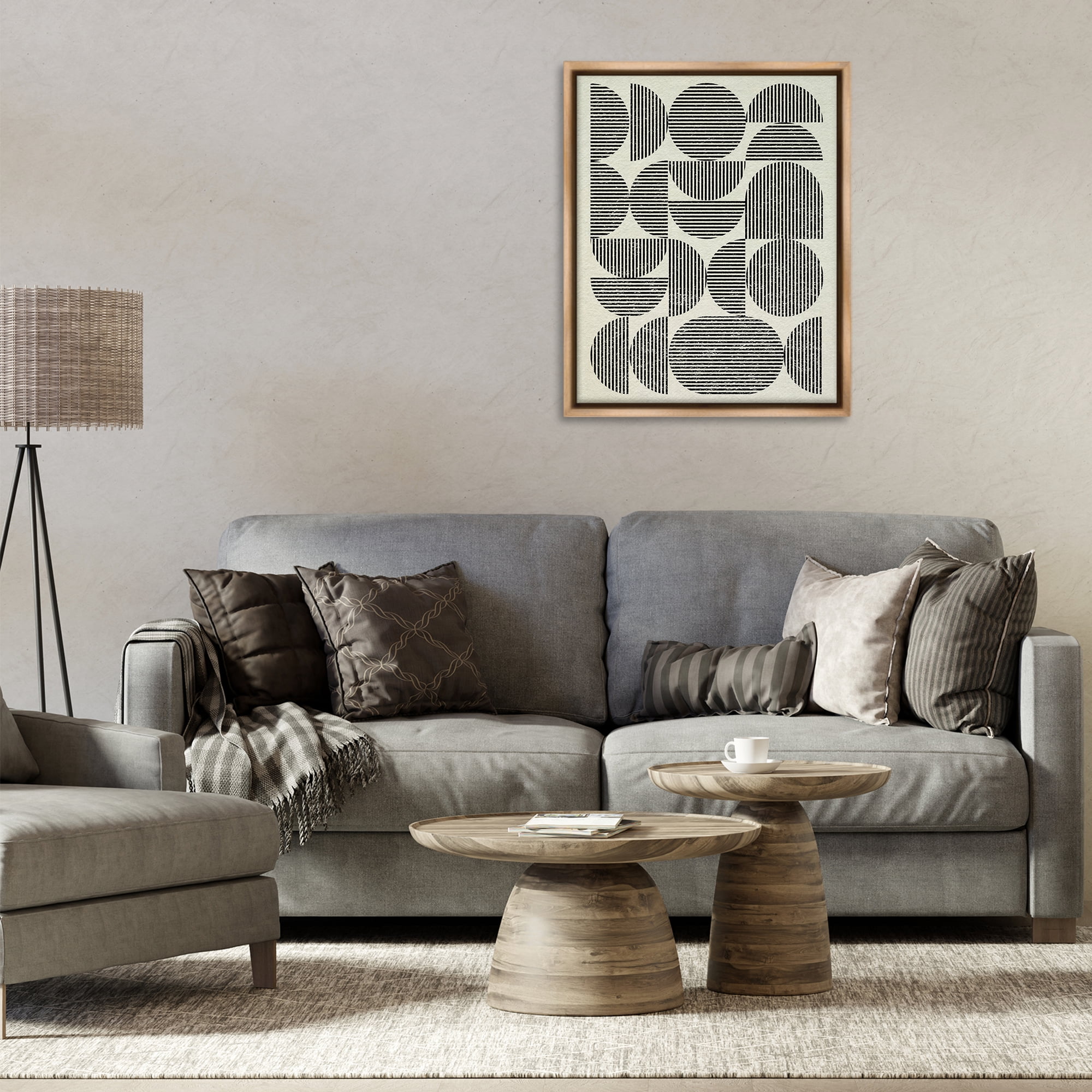 Stupell Industries Modern Arch Shapes Abstract Painting Brown Floater Framed Canvas Art Print Wall Art, 25 x 31