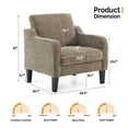 thumbnail image 4 of Ktaxon Accent Chair with Thick Cushion, Mid-Century Modern Single Sofa Chenille Armchair for Living Room, Bedroom Light Brown, 4 of 9