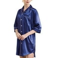 thumbnail image 4 of hotojiny Nightgowns for Women V Neck Button Down Sleepshirt Short Sleeve Casual Nightshirt Pajama Dress with Pocket, 4 of 6