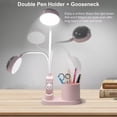 thumbnail image 4 of Kids Desk Lamp, Study Table Lamp with Pen Holder, Auto Color Changing Bedside Lamp, Dimmable Rechargeable LED Reading Light for Kids (Pink), 4 of 5