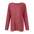 thumbnail image 4 of Bovemsi Womens Sweaters Cozy Women's Autumn Solid Color Round Neck Strip Bottom Loose Casual Seven Quarter Sleeve Top Business Casual Sweaters, 4 of 7