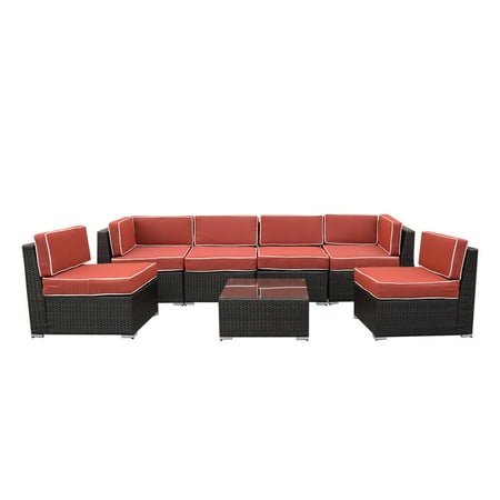Orno Ttobe 7 Piece Outdoor Patio Sofa Sectional Garden Rattan Wicker Orno Ttobe 7 Piece Outdoor Patio Sofa Sectional Garden Rattan Wicker Furniture With Cover