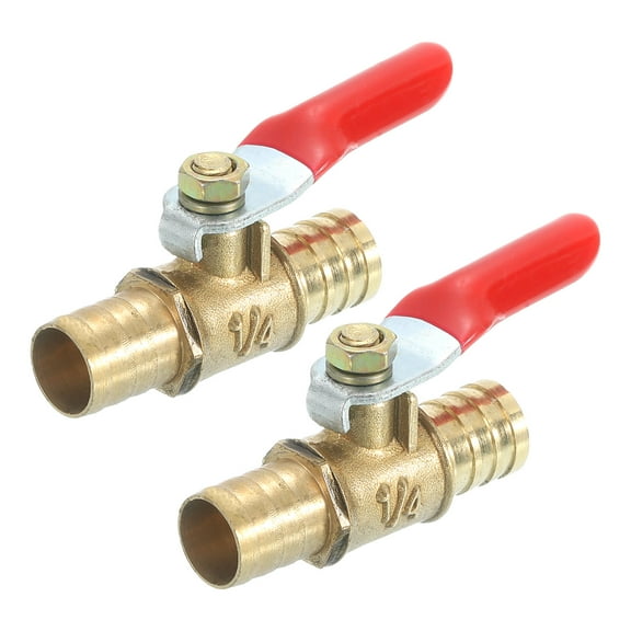 2Pack Brass Water Mini Ball Valve Shut Off Switch, 1/2" Hose Barb x 1/2" Hose Barb