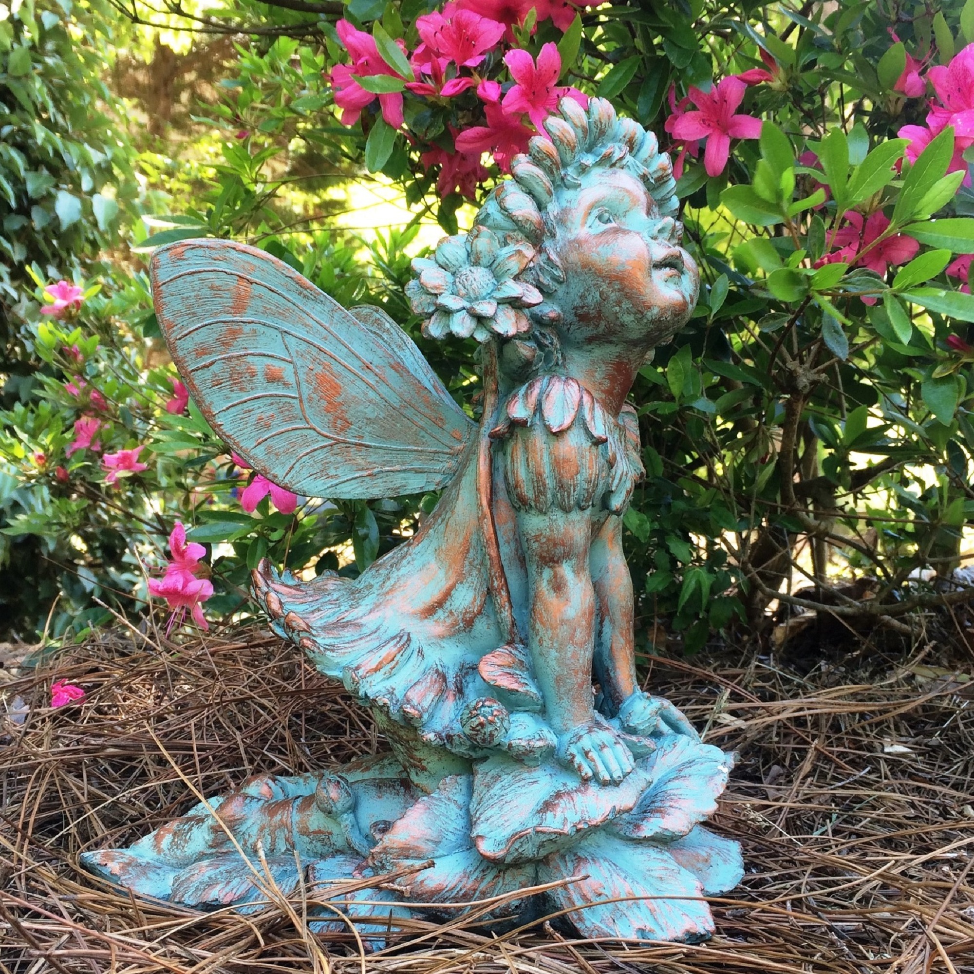 Homestyles 12"H Penelope Flower Fairy in Bronze Patina Home Patio & Garden Large Statue