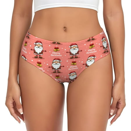 Naloa Merry Christmas Santa Claus Womens No Show Cotton Underwear Mid-High Waisted Soft Ladies Panties Strech Breathable Briefs -XX-Large