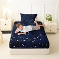 thumbnail image 4 of Manfei Cute Cartoon Stars Twin Sheets,Celestial Themed Bedding,Gold Navy,3-Piece,1 Flat Sheet,1 Fitted Sheet and 1 Pillowcase, 4 of 6