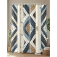 thumbnail image 4 of Retro Shower Curtain, Geometric Pattern Wood Texture Bathroom Decor Curtains Set with Hooks, Beige Blue Waterproof Fabric Home Accessories， 72 X 84 Inch Extra Long, 4 of 6