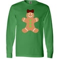 thumbnail image 3 of Inktastic Cute Gingerbread Girl with Red Plaid Bow Long Sleeve T-Shirt, 3 of 5