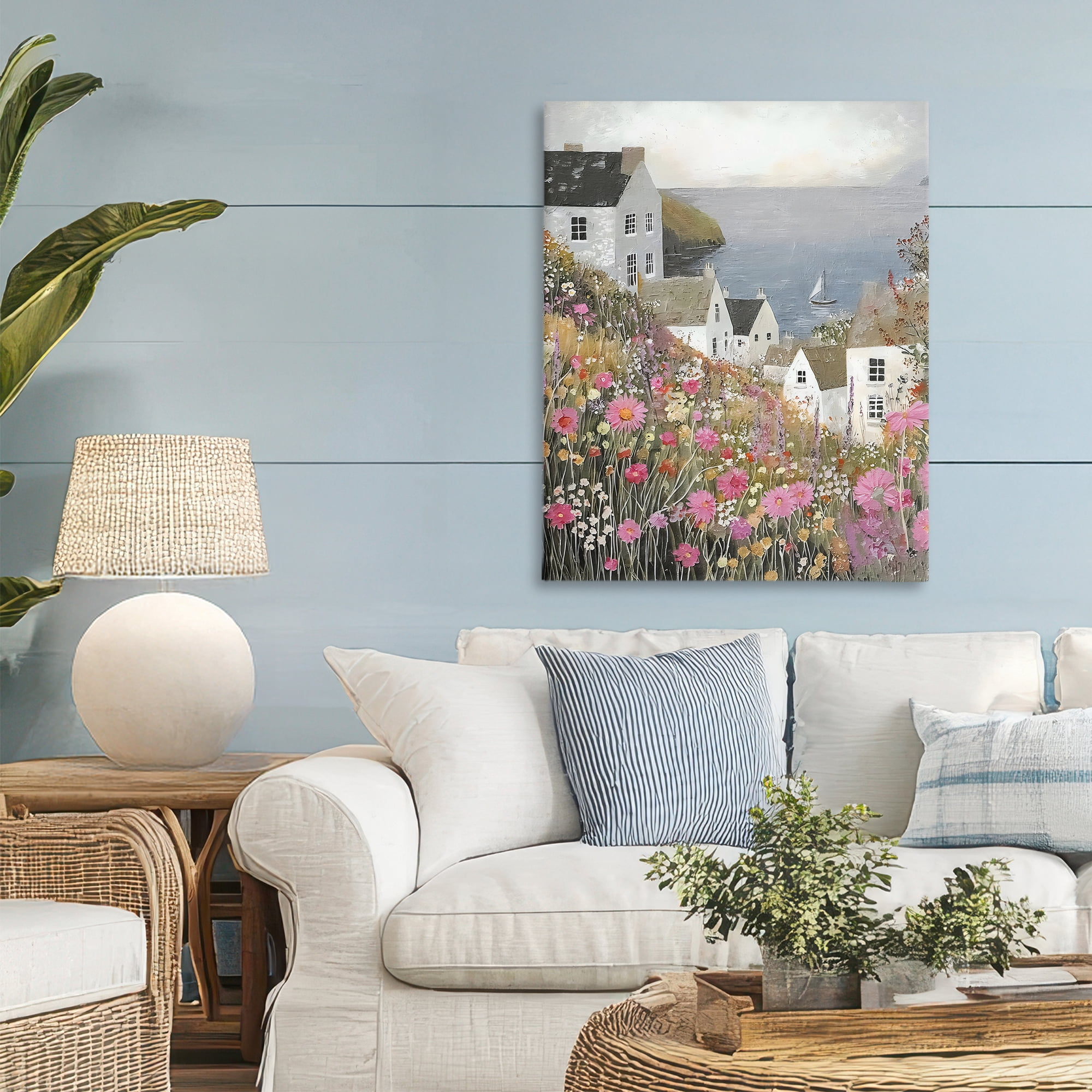 Stupell Industries Picturesque Village over Sea Canvas Wall Art, design by Riley B