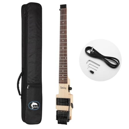 Batking Headless Electric Guitar 6-String Travel Guitar For Adults Maple Rosewood Double Locking Tremolo Bridge, Portable,With Bag Guitarra Electrica