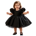 thumbnail image 4 of Likimi Baby Infant Girls Halloween Dress Puff Sleeve Solid Color Crew Neck Dresses For Girls Party Casual Clothes Size 18-24 Months, 4 of 9
