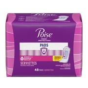 Poise Incontinence Pads for Women, 5 Drop Maximum Absorbency, Regular Length, 48 Count