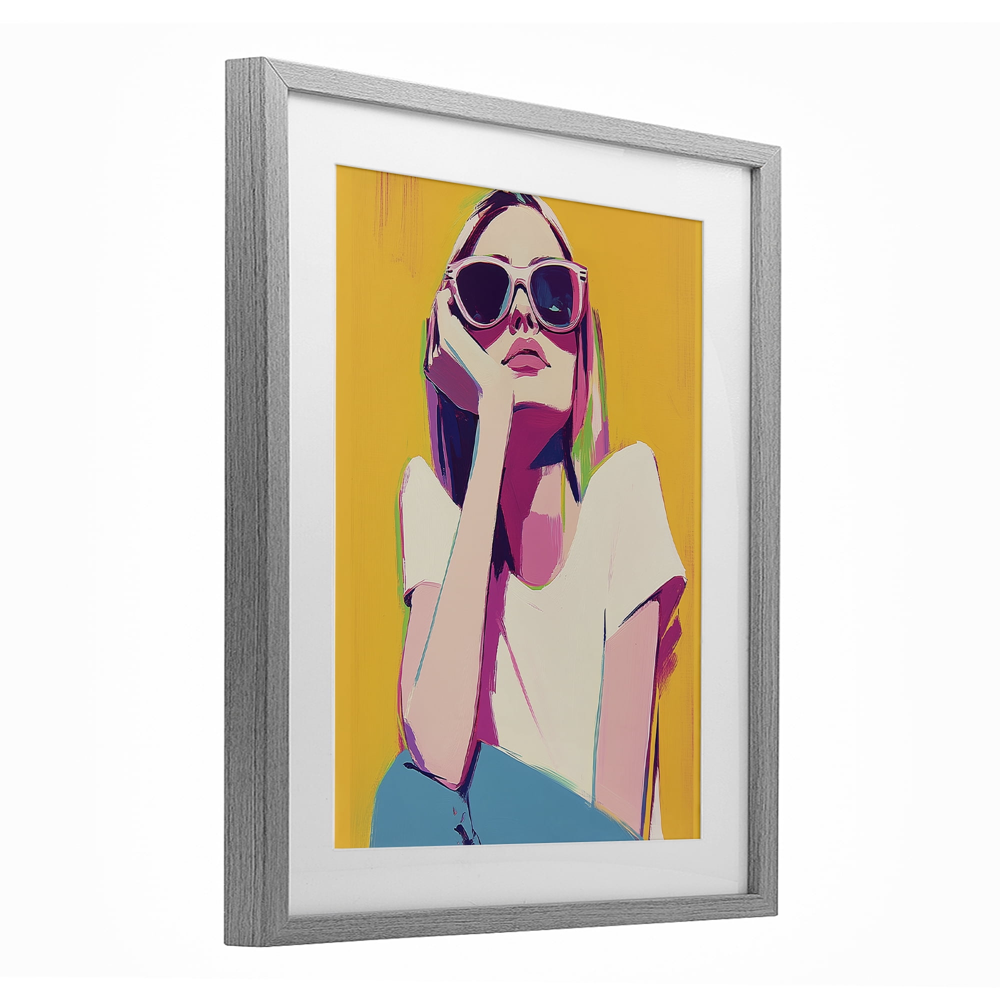 Stupell Industries Chroma Shades Girl Gray Framed Print Under Glass, design by Walker Noble