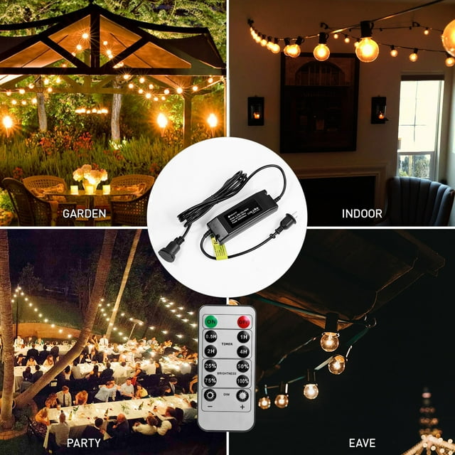 Outdoor Dimmer, 650W Dimmer for Outdoor String Lights,50FT Remote Control Dimmer Switch Lights