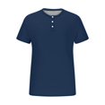 thumbnail image 4 of Zimjoy Mens T-Shirt Casual Stretch Solid Henley Neck Short Sleeve Tees Basic Shirts (Navy, M), 4 of 4