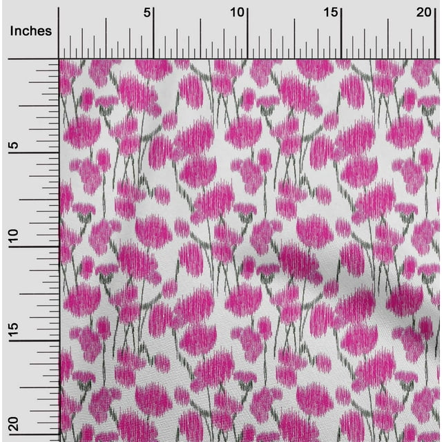 oneOone Silk Tabby Fabric Floral Ikat Printed Craft Fabric BTY 42 Inch Wide