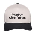 thumbnail image 3 of Women's Two Toned Embroidered Trucker Hat, "I’m Nicer When I’m Tan" Baseball Cap with Breathable Cotton, Vintage Adjustable Snapback Sun Hat for Outdoor Casual Daily Wear Black, 3 of 7