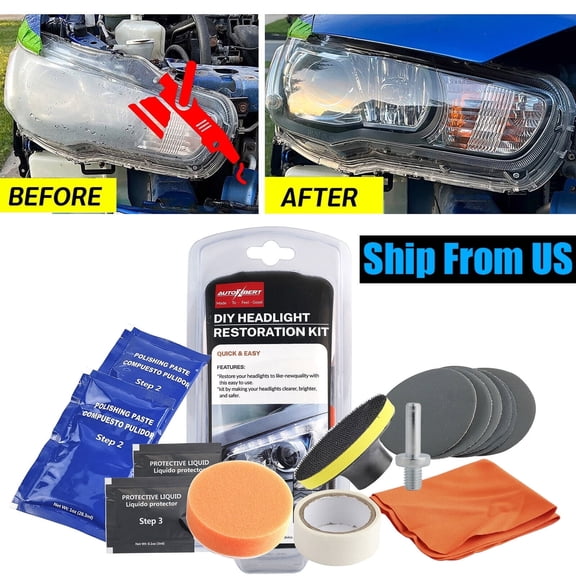 AUTOXBERT Car Lens Headlight Restoration Kit Polishing Sanding Cleaner Repair Tool Set for All Cars