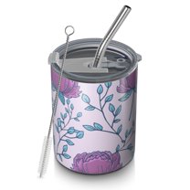 Floral 12oz Stainless Steel Coffee Mug – Double-Wall Insulated Cup with Spill-Resistant Lid, 360° Full-Print Design, Keeps Drinks Hot & Cold for Home, Office, Travel,Thanksgiving,Christmas, Spring