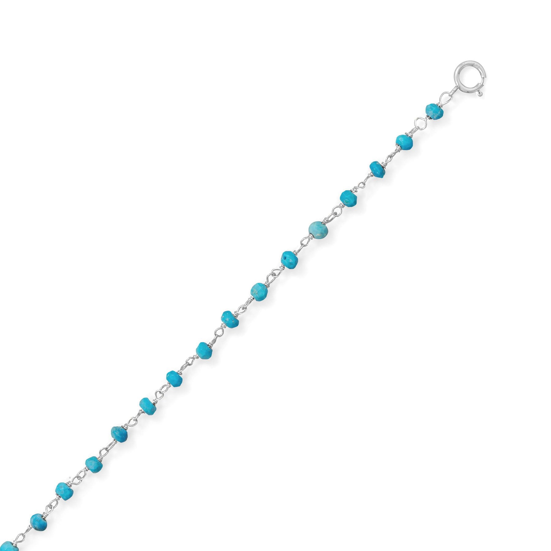 Precious Stars Sterling Silver Turquoise Anklet- 10.5 Inches Long