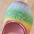 thumbnail image 3 of Rainbow Sequin Dress Shoes for Girls Bling Bow Toddler Kids Low Heels Princess Ballet Flats Birthday Party, 3 of 6