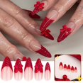 thumbnail image 1 of Ongles de Noël Pressés Faux Ongles Rouges pour Femmes Ongles Portables Manucure de Noël Faux Ongles Nœud Pointes d'Ongles (Colle 2ml), 1 of 7