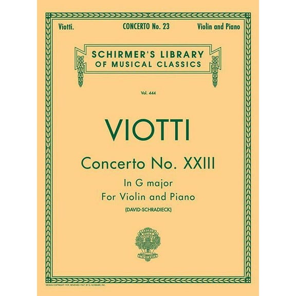 Concerto No. 23 in G Major: Schirmer Library of Classics Volume 444 Score and Parts, (Paperback)