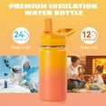 thumbnail image 4 of Daluvenix 12 oz Kids Water Bottle, Toddler Water Bottle 2-in-1 Straw and Chug, Stainless Steel Insulated Bottle for Kids, BPA-Free, Leak-Proof, Orange, 4 of 6