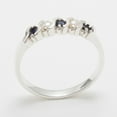 thumbnail image 2 of LBG British Made 10k White Gold Natural Sapphire & Cultured Pearl Womens Eternity Ring - 33 size options - Sizes 4 to 12 Available, 2 of 6