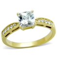 thumbnail image 1 of Bague en Acier Inoxydable IP Gold pour Femmes avec AAA Grade CZ en Transparent - Taille 6, 1 of 1
