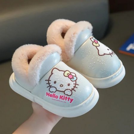

Kids Winter Shoes Cute Hello Kitty Thickened Thermal Shoes Girls Cartoon Kawaii Plush Shoes Warm Waterproof House Slippers 22-37