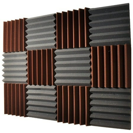 2x12x12-12PK BROWN/CHARCOAL Acoustic Wedge Soundproofing Studio (Best Soundproofing For Cars)