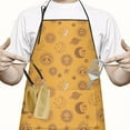 thumbnail image 2 of Orange Sun Moon Star Planet Pattern Apron-Garden Aprons for Women with Pockets-Cotton Linen Waterproof Kitchen Cooking Gardening Aprons Adjustable for Kitchen,Cooking,BBQ and Salon 33x27 Inch, 2 of 7