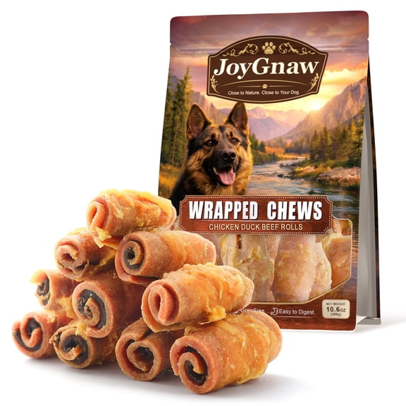 JoyGnaw Chicken, Duck & Beef Rolls, Three-Meat Dog Treats for Small, Medium & Large Dogs, 11 oz