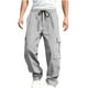 thumbnail image 2 of Pantalones largos para hombre, lisos, a la moda, informales, con múltiples bolsillos y cintura elástica, pantalones largos para hombre, 2 of 6