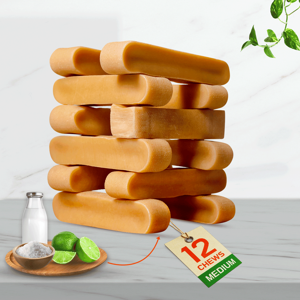 Tibetan Yak Cheese Dog Chew, Natural long lasting Himalayan Treats for Dogs (Medium , 2lb)